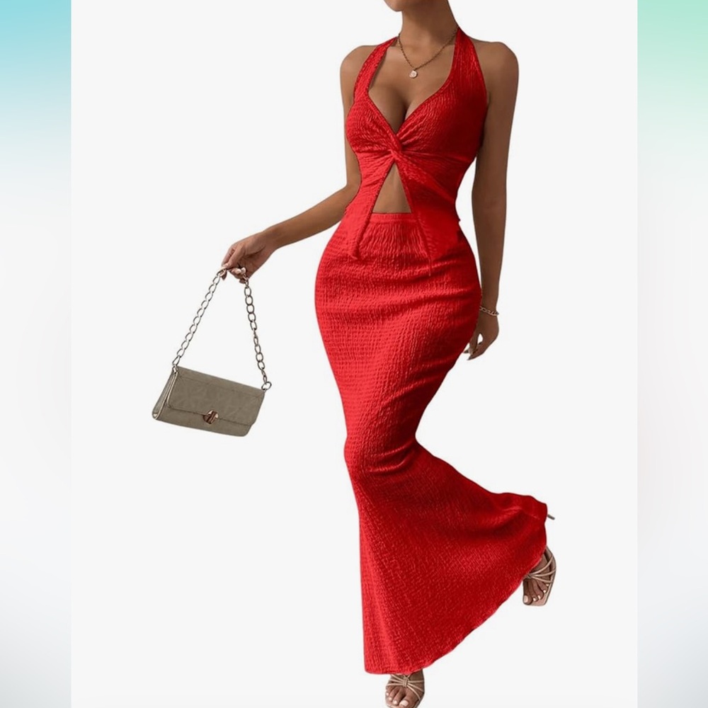 Elegant Red Cut-Out Two piece